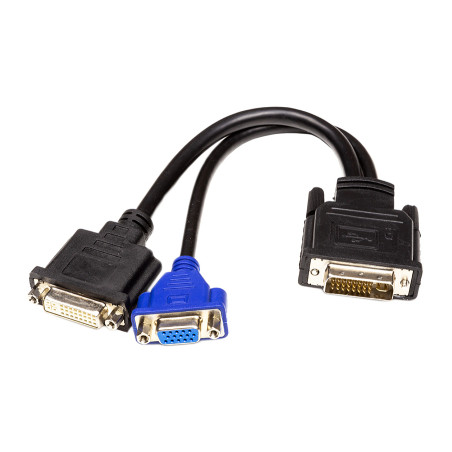 Перехідник DVI-I (M) to DVI-D (F) + VGA (F), 0.3m PowerPlant (CA912551)