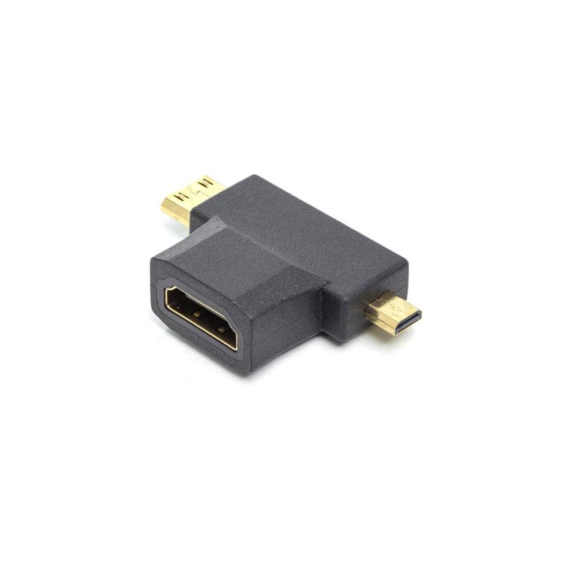 Перехідник HDMI (F) to mini HDMI (M) / micro HDMI (M) PowerPlant (CA912056)