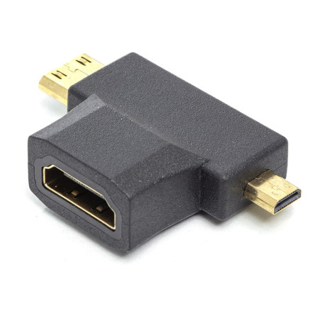 Перехідник HDMI (F) to mini HDMI (M) / micro HDMI (M) PowerPlant (CA912056)