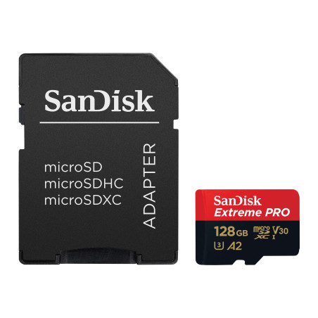 Карта пам'яті SanDisk 128 GB microSDXC UHS-I U3 Extreme Pro+SD Adapter (SDSQXCD-128G-GN6MA)