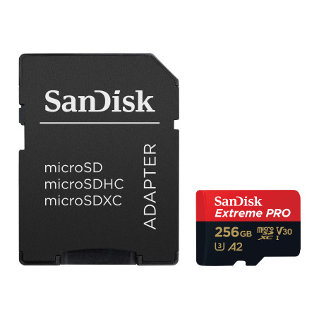 Карта пам'яті SanDisk 256 GB microSDXC UHS-I U3 Extreme Pro+SD Adapter (SDSQXCD-256G-GN6MA)