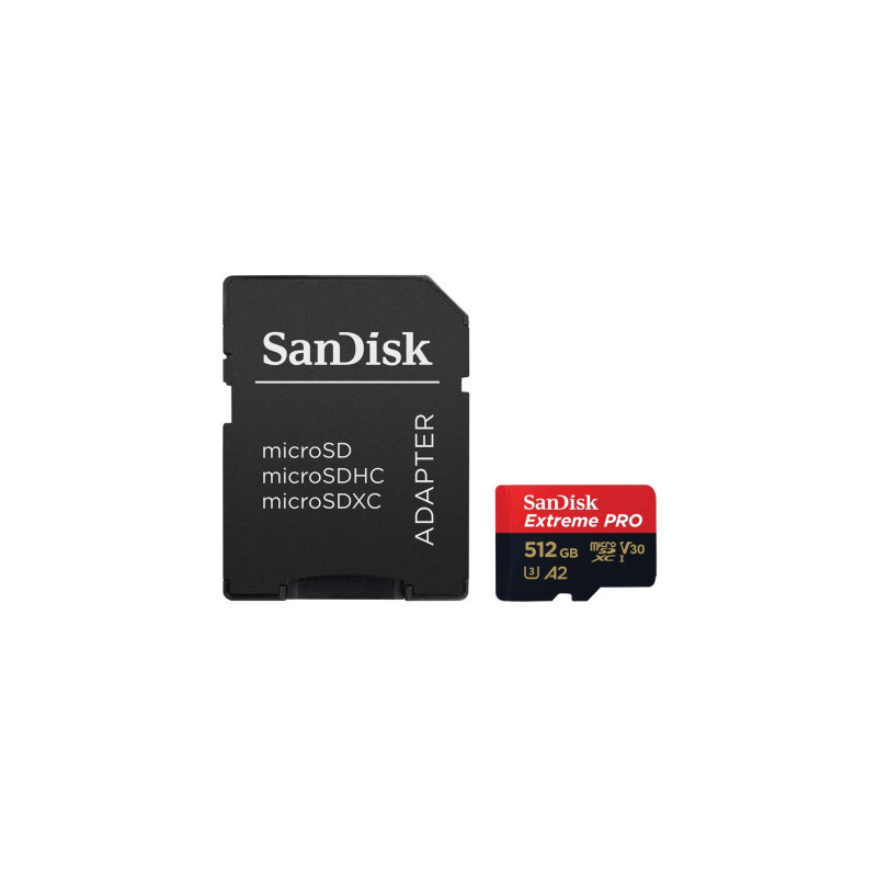 Карта пам'яті SanDisk 512 GB microSDXC UHS-I U3 Extreme Pro+SD Adapter (SDSQXCD-512G-GN6MA)