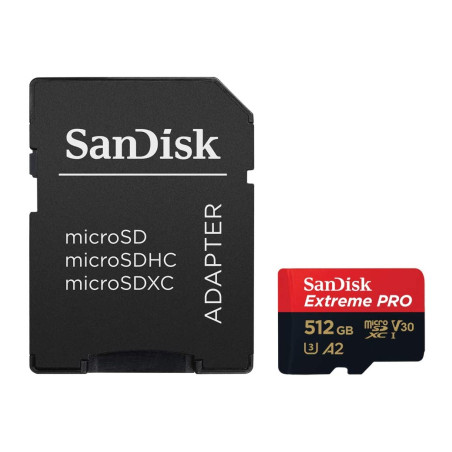 Карта пам'яті SanDisk 512 GB microSDXC UHS-I U3 Extreme Pro+SD Adapter (SDSQXCD-512G-GN6MA)