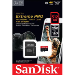 Карта пам'яті SanDisk 512 GB microSDXC UHS-I U3 Extreme Pro+SD Adapter (SDSQXCD-512G-GN6MA)