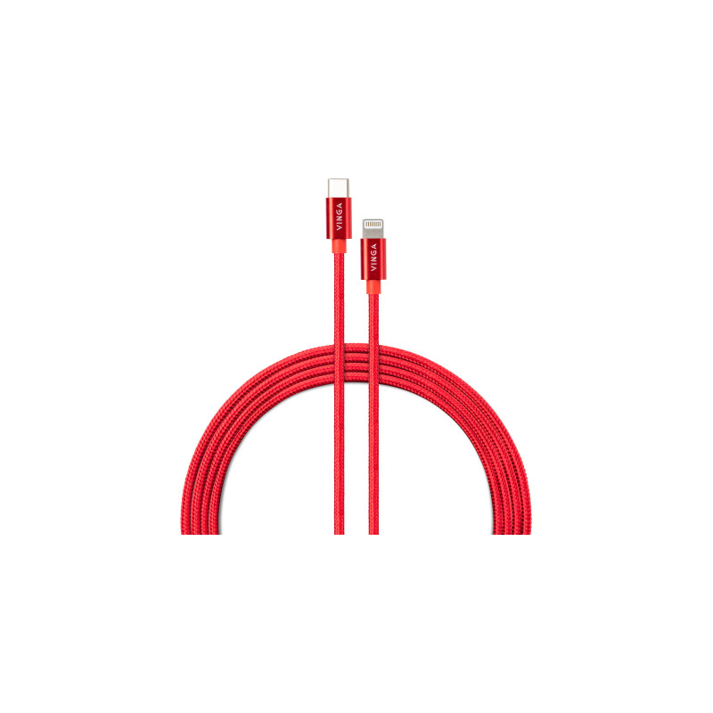 Дата кабель USB-C to Lightning 1.0m 20W Nylon Red Vinga (VCDCCLM531)
