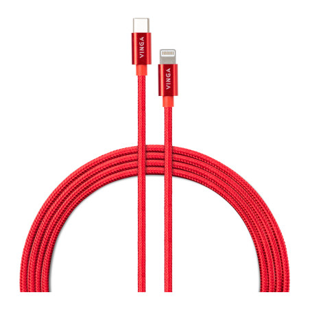 Дата кабель USB-C to Lightning 1.0m 20W Nylon Red Vinga (VCDCCLM531)