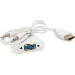 Перехідник HDMI M to VGA F + Audio 0.1m 4K/2K white Voltronic (YT-C-HDMI(M)/VGA(F)+AUX-W)