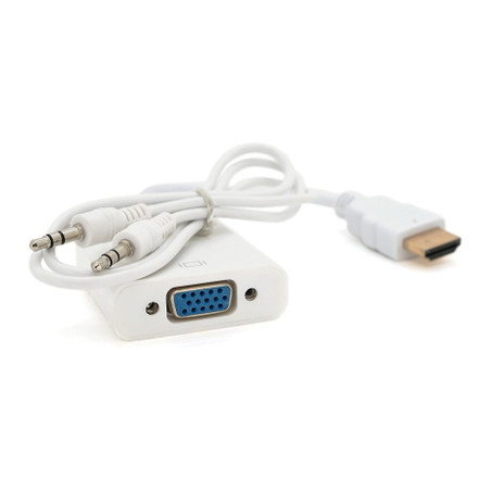 Перехідник HDMI M to VGA F + Audio 0.1m 4K/2K white Voltronic (YT-C-HDMI(M)/VGA(F)+AUX-W)