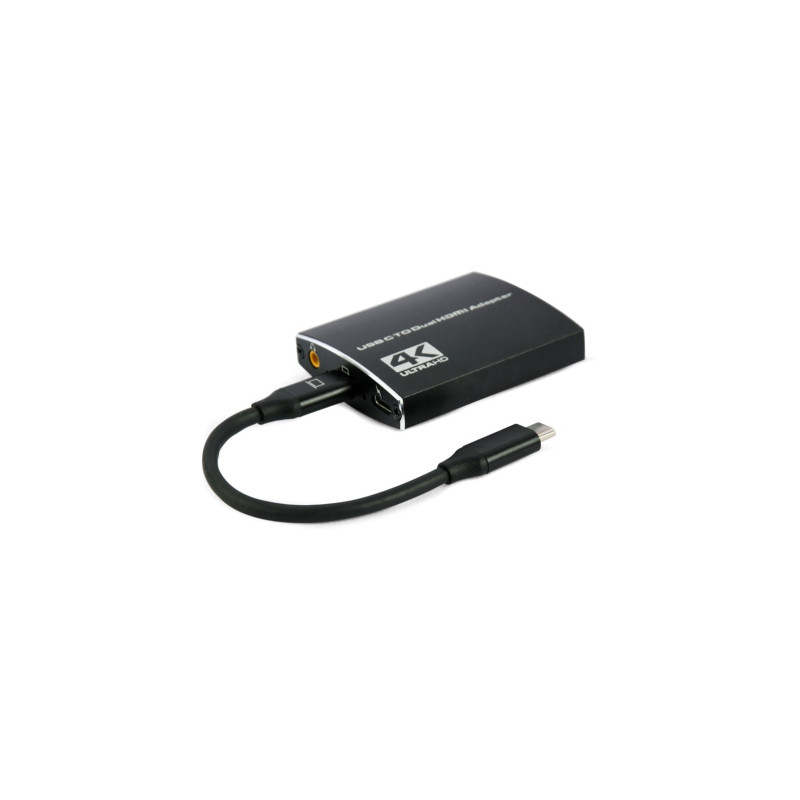 Концентратор Cablexpert USB-C to 2 HDMI (2 ind. screens)/PD/Аudio 3.5mm (A-CM-HDMIF2-01)