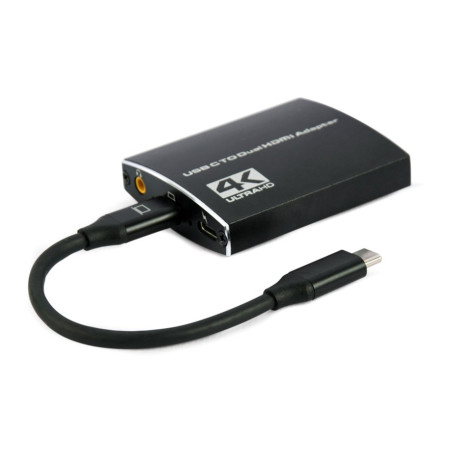 Концентратор Cablexpert USB-C to 2 HDMI (2 ind. screens)/PD/Аudio 3.5mm (A-CM-HDMIF2-01)