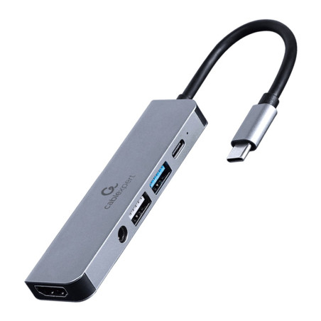 Концентратор Cablexpert USB-C 5-in-1 (hub/HDMI/PD/audio 3.5mm) (A-CM-COMBO5-02)