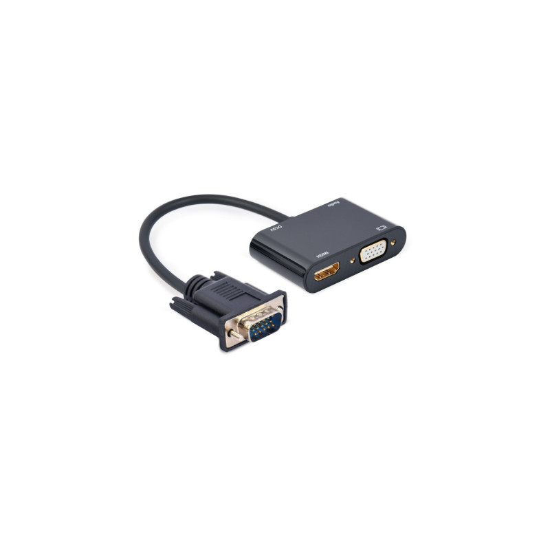 Перехідник Cablexpert VGA to HDMI/VGA+audio 3.5mm (A-VGA-HDMI-02)