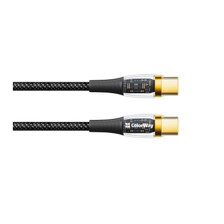 Дата кабель USB-C to USB-C 1.2m 5A 100W transparent head ColorWay (CW-CBPDCC053-BK)