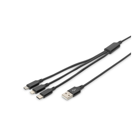 Дата кабель USB 2.0 AM to Lightning + Micro 5P + USB-C 1.0m charge only Digitus (AK-300160-010-S)