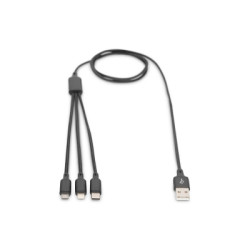 Дата кабель USB 2.0 AM to Lightning + Micro 5P + USB-C 1.0m charge only Digitus (AK-300160-010-S)
