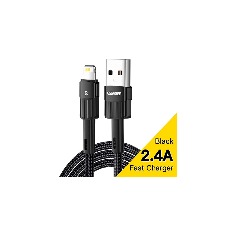 Дата кабель USB 2.0 AM to Lightning 2.0m 2.4A black Essager (EXCL-XCA01)