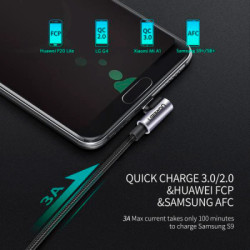 Дата кабель USB 2.0 AM to USB-C 3.0m 3A US284 90° corner black Ugreen (70255)