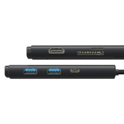 Концентратор Baseus USB-C 6-in-1 HDMI + 2xUSB 3.0 + USB-C + SD/TF black (WKQX050001)