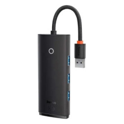 Концентратор Baseus USB 3.0 to 4xUSB 3.0 0.25m black (WKQX030001)