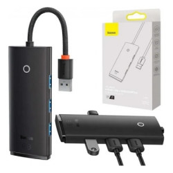 Концентратор Baseus USB 3.0 to 4xUSB 3.0 0.25m black (WKQX030001)