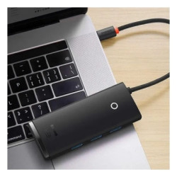 Концентратор Baseus USB 3.0 to 4xUSB 3.0 0.25m black (WKQX030001)
