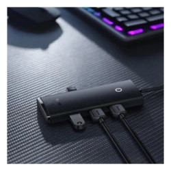 Концентратор Baseus USB 3.0 to 4xUSB 3.0 0.25m black (WKQX030001)