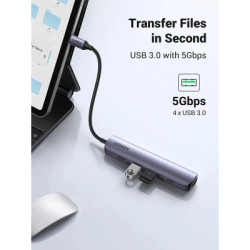 Концентратор Ugreen USB-C to 4xUSB 3.0 + HDMI CM417 gray (20197)