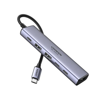 Концентратор Ugreen USB-C to HDMI + 2xUSB 3.2 + 2xUSB-C 3.2 + PD CM511 gray (35999)
