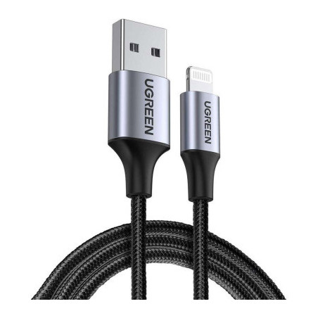 Дата кабель USB 2.0 AM to Lightning 2.0m US199 2.4A Black Ugreen (60158)