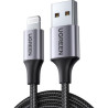 Дата кабель USB 2.0 AM to Lightning 2.0m US199 2.4A Black Ugreen (60158)