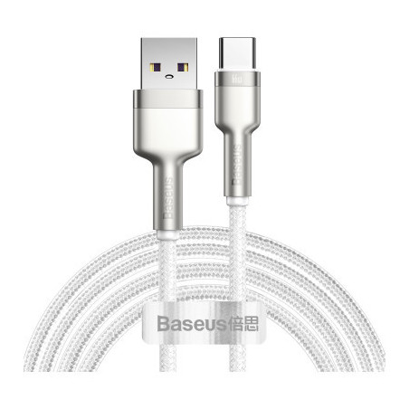 Дата кабель USB 3.1 AM to USB-C 2.0m 6.0A 66W Cafule Series Metal White Baseus (CAKF000202)