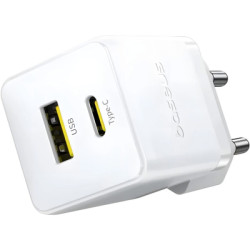 Зарядний пристрій Baseus 1xUSB-C 20W + 1xUSB white + cable USB-C to USB-C 60W 1.0m (P10111608213-01)