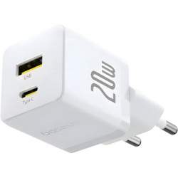 Зарядний пристрій Baseus 1xUSB-C 20W + 1xUSB white + cable USB-C to USB-C 60W 1.0m (P10111608213-01)