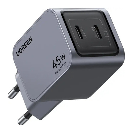 Зарядний пристрій Ugreen 2xUSB-C PD45W GaN X707 gray (35008)