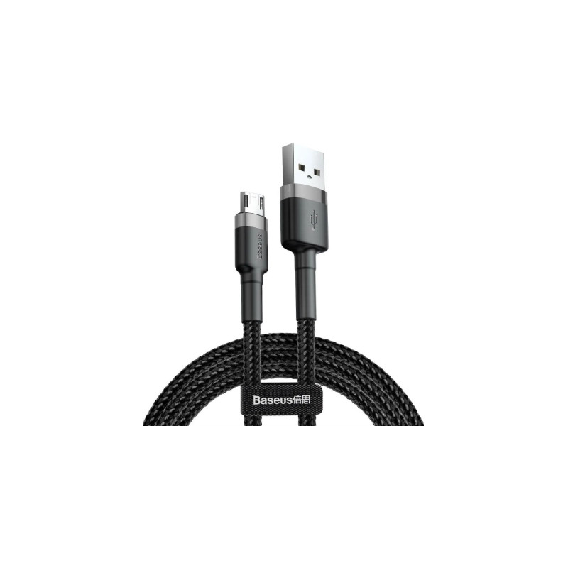 Дата кабель USB 2.0 AM to Micro 5P 0.5m Cafule 2.4A Black-Grey Baseus (CAMKLF-AG1)