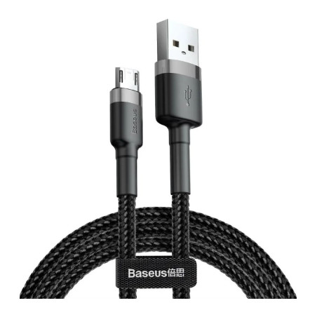 Дата кабель USB 2.0 AM to Micro 5P 0.5m Cafule 2.4A Black-Grey Baseus (CAMKLF-AG1)