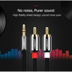Кабель мультимедійний 3.5mm M to 2xRCA M 5.0m AV116 black Ugreen (10591)