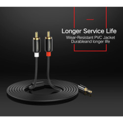 Кабель мультимедійний 3.5mm M to 2xRCA M 5.0m AV116 black Ugreen (10591)