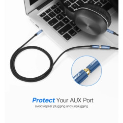 Кабель мультимедійний 3.5mm M to 3.5mm F 2.0m AV118 blue Ugreen (40675)