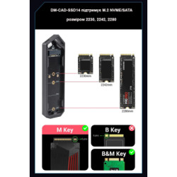 Кишеня зовнішня Dynamode M.2 SSD NVMe/SATA combo to USB3.2 GEN2 USB-C (DM-CAD-SSD14)