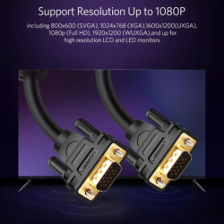 Кабель мультимедійний VGA M to VGA M 3.0m VG101 black Ugreen (11631)