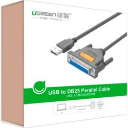 Кабель для принтера USB 2.0 to DB25 2.0m US167 black Ugreen (20224)