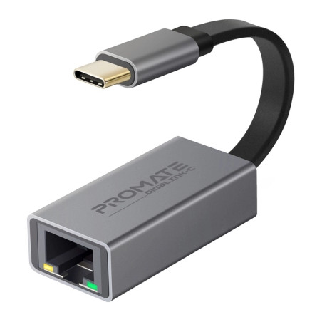 Адаптер Promate USB-C to RJ45 Ethernet 1000Mbps grey (gigaLink-c.grey)
