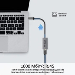 Адаптер Promate USB-C to RJ45 Ethernet 1000Mbps grey (gigaLink-c.grey)