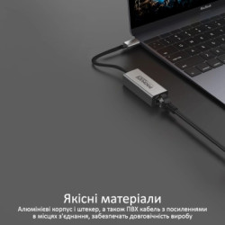 Адаптер Promate USB-C to RJ45 Ethernet 1000Mbps grey (gigaLink-c.grey)
