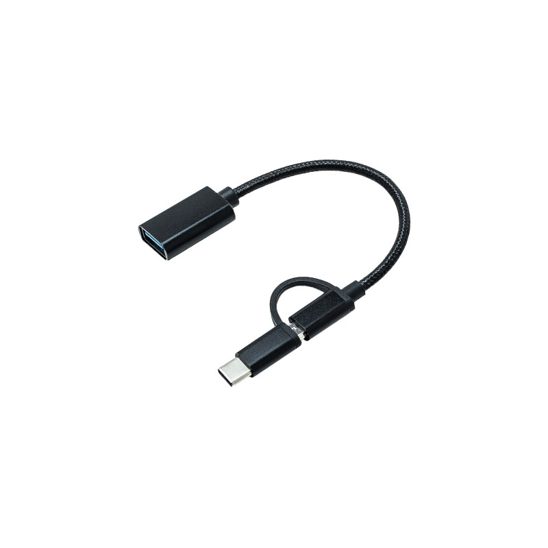 Перехідник OTG AC-150 2in1 USB 3.0 - MicroUSB USB Type-C Black XoKo (AC-150-BK)