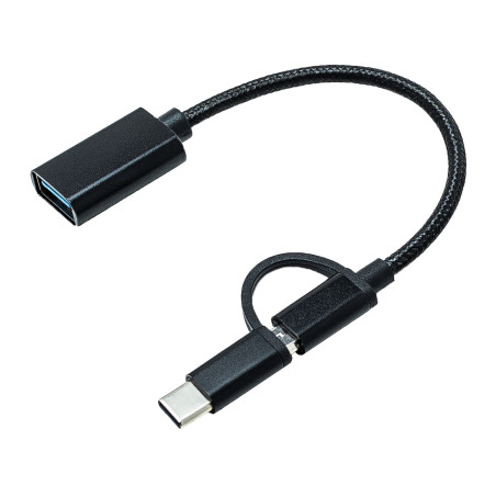 Перехідник OTG AC-150 2in1 USB 3.0 - MicroUSB USB Type-C Black XoKo (AC-150-BK)
