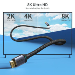 Кабель мультимедійний HDMI M to HDMI M 2.0m V2.1 8K60Hz HDR10 HLG Choetech (XHH01-BK)