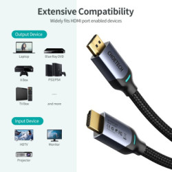 Кабель мультимедійний HDMI M to HDMI M 2.0m V2.1 8K60Hz HDR10 HLG Choetech (XHH01-BK)