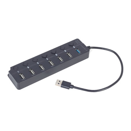 Концентратор Gembird 7 ports (1xUSB3.1+6xUSB2.0) switch black (UHB-U3P1U2P6P-01)